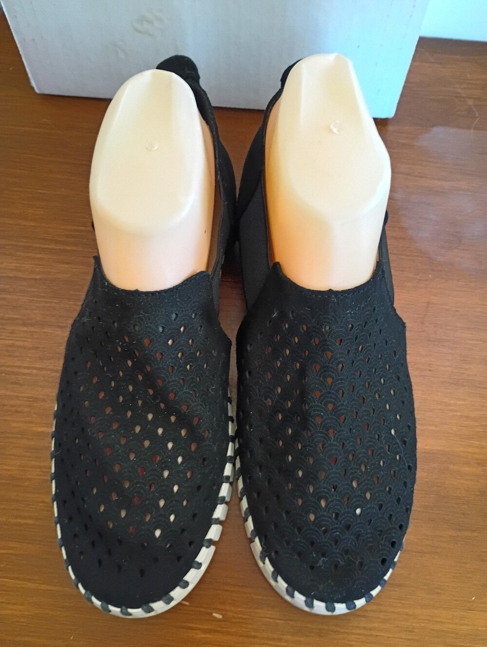 Ilse Jacobsen Black Perforated Slip-On Loafers